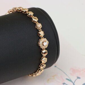 "Hexagon Rose Gold Bracelet with Crystal Detail, XPBL0980